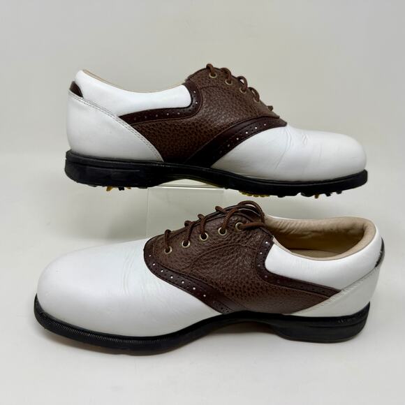 Dexter Leather Pivot Pro Golf Shoes Mens 9 1/2 Oxford Saddle Brown White K.5.4 - Picture 8 of 15